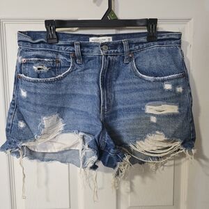 Abercrombie & Fitch Ripped Blue Jean Shorts